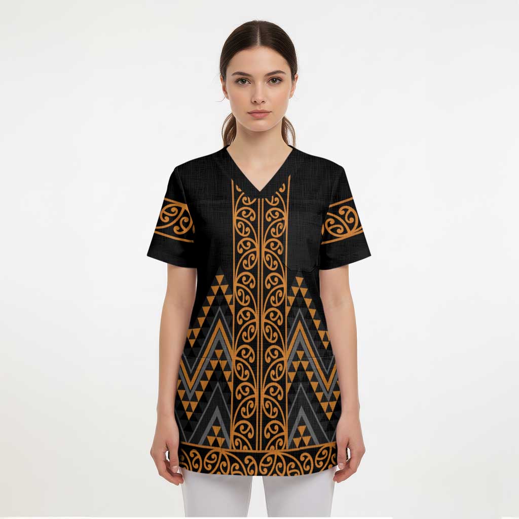 Gold Aotearoa Mangopare Kowhaiwhai and Niho Taniwha Scrub Top Maori New Zealand - Aussie Hoodie