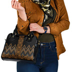 Gold Aotearoa Mangopare Kowhaiwhai and Niho Taniwha Shoulder Handbag Maori New Zealand