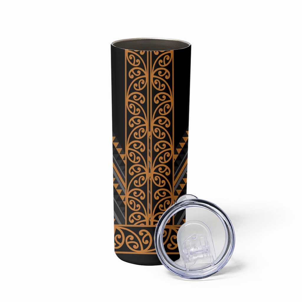 Gold Aotearoa Mangopare Kowhaiwhai and Niho Taniwha Skinny Tumbler Maori New Zealand