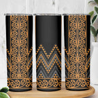 Gold Aotearoa Mangopare Kowhaiwhai and Niho Taniwha Skinny Tumbler Maori New Zealand