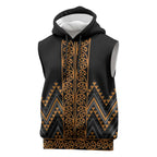 Gold Aotearoa Mangopare Kowhaiwhai Niho Taniwha Sleeveless Hoodie Maori New Zealand - Aussie Hoodie