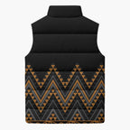 Gold Aotearoa Mangopare Kowhaiwhai Niho Taniwha Sleeveless Puffer Jacket Maori New Zealand - Aussie Hoodie