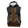 Gold Aotearoa Mangopare Kowhaiwhai Niho Taniwha Sleeveless Zip Hoodie Maori New Zealand LT14