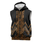 Gold Aotearoa Mangopare Kowhaiwhai Niho Taniwha Sleeveless Zip Hoodie Maori New Zealand LT14