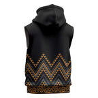 Gold Aotearoa Mangopare Kowhaiwhai Niho Taniwha Sleeveless Zip Hoodie Maori New Zealand LT14