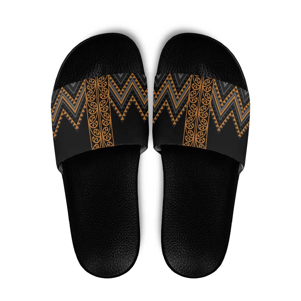 Gold Aotearoa Mangopare Kowhaiwhai Niho Taniwha Slide Sandals Maori New Zealand - Aussie Hoodie