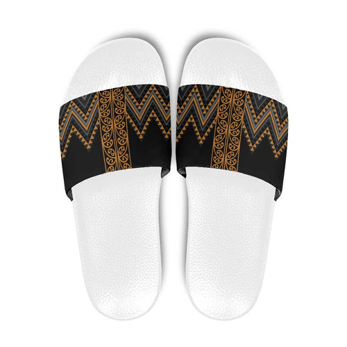 Gold Aotearoa Mangopare Kowhaiwhai Niho Taniwha Slide Sandals Maori New Zealand - Aussie Hoodie