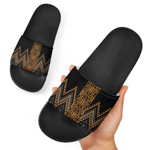 Gold Aotearoa Mangopare Kowhaiwhai Niho Taniwha Slide Sandals Maori New Zealand - Aussie Hoodie