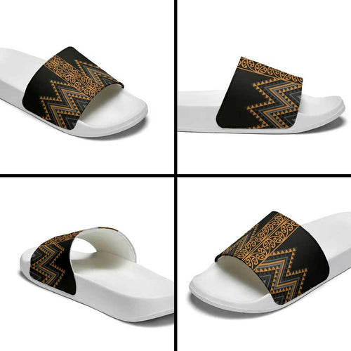 Gold Aotearoa Mangopare Kowhaiwhai Niho Taniwha Slide Sandals Maori New Zealand - Aussie Hoodie