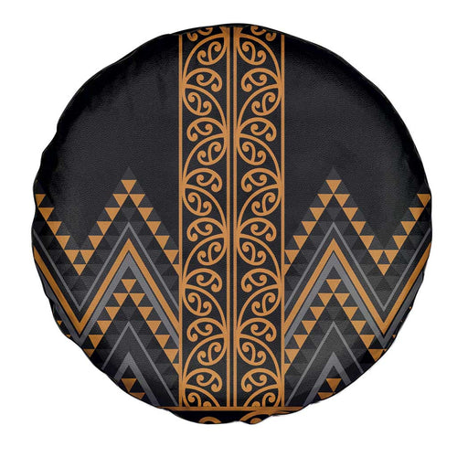 Gold Aotearoa Mangopare Kowhaiwhai and Niho Taniwha Spare Tire Cover Maori New Zealand