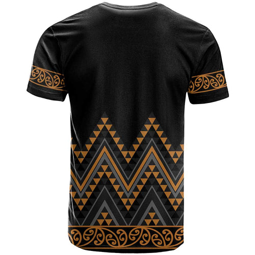 Gold Aotearoa Mangopare Kowhaiwhai and Niho Taniwha T Shirt Maori New Zealand