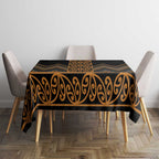 Gold Aotearoa Mangopare Kowhaiwhai and Niho Taniwha Tablecloth Maori New Zealand