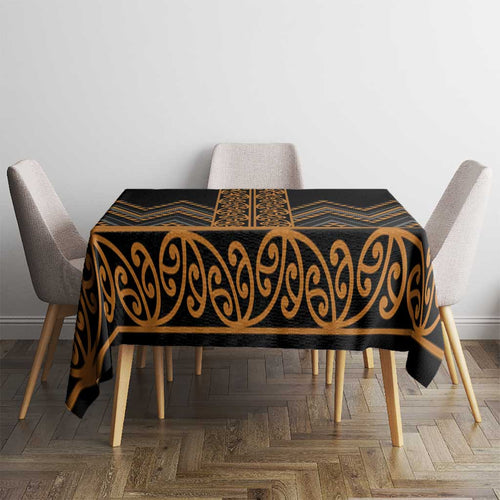 Gold Aotearoa Mangopare Kowhaiwhai and Niho Taniwha Tablecloth Maori New Zealand