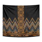 Gold Aotearoa Mangopare Kowhaiwhai and Niho Taniwha Tapestry Maori New Zealand