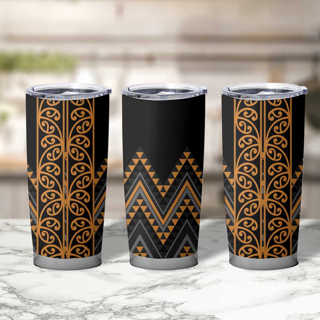 Gold Aotearoa Mangopare Kowhaiwhai and Niho Taniwha Tumbler Cup Maori New Zealand