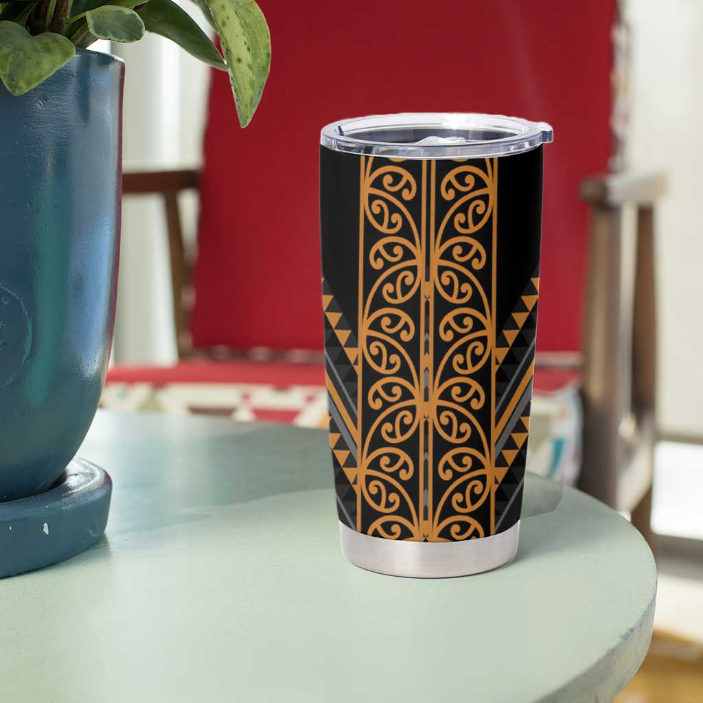 Gold Aotearoa Mangopare Kowhaiwhai and Niho Taniwha Tumbler Cup Maori New Zealand