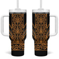 Gold Aotearoa Mangopare Kowhaiwhai and Niho Taniwha Tumbler With Handle Maori New Zealand
