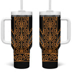 Gold Aotearoa Mangopare Kowhaiwhai and Niho Taniwha Tumbler With Handle Maori New Zealand