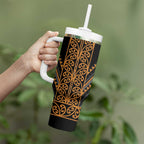 Gold Aotearoa Mangopare Kowhaiwhai and Niho Taniwha Tumbler With Handle Maori New Zealand