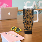 Gold Aotearoa Mangopare Kowhaiwhai and Niho Taniwha Tumbler With Handle Maori New Zealand