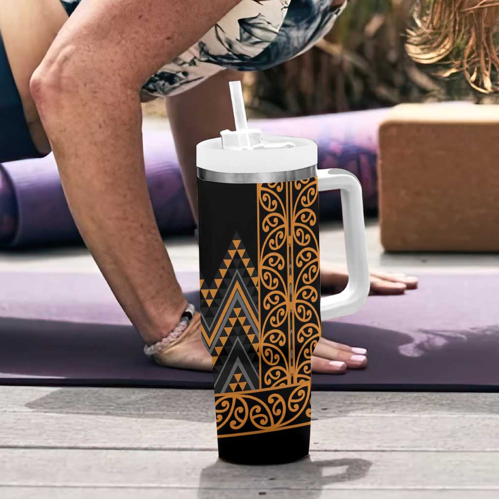 Gold Aotearoa Mangopare Kowhaiwhai and Niho Taniwha Tumbler With Handle Maori New Zealand