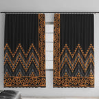 Gold Aotearoa Mangopare Kowhaiwhai and Niho Taniwha Window Curtain Maori New Zealand
