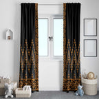 Gold Aotearoa Mangopare Kowhaiwhai and Niho Taniwha Window Curtain Maori New Zealand