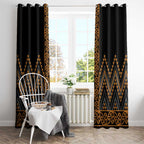 Gold Aotearoa Mangopare Kowhaiwhai and Niho Taniwha Window Curtain Maori New Zealand