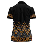 Gold Aotearoa Mangopare Kowhaiwhai and Niho Taniwha Women Polo Shirt Maori New Zealand