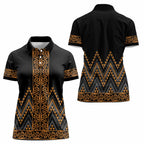 Gold Aotearoa Mangopare Kowhaiwhai and Niho Taniwha Women Polo Shirt Maori New Zealand