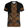 Gold Aotearoa Mangopare Kowhaiwhai and Niho Taniwha Women V-Neck T-Shirt Maori New Zealand