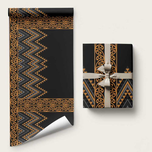 Gold Aotearoa Mangopare Kowhaiwhai and Niho Taniwha Wrapping Paper Maori New Zealand - Aussie Hoodie