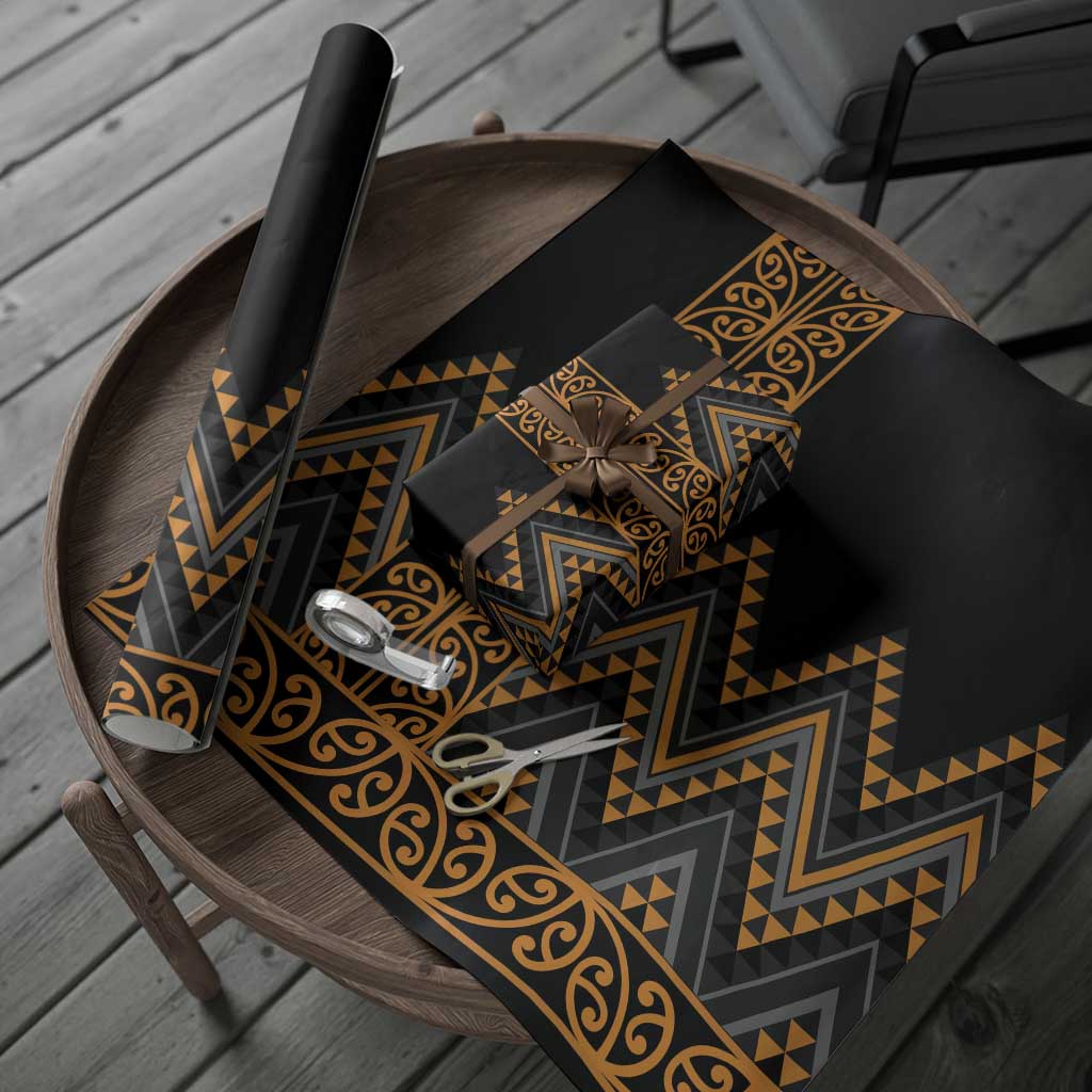 Gold Aotearoa Mangopare Kowhaiwhai and Niho Taniwha Wrapping Paper Maori New Zealand - Aussie Hoodie