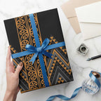 Gold Aotearoa Mangopare Kowhaiwhai and Niho Taniwha Wrapping Paper Maori New Zealand - Aussie Hoodie