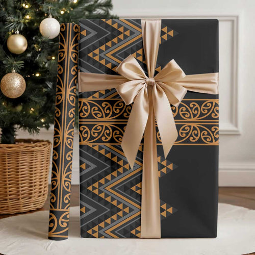 Gold Aotearoa Mangopare Kowhaiwhai and Niho Taniwha Wrapping Paper Maori New Zealand - Aussie Hoodie