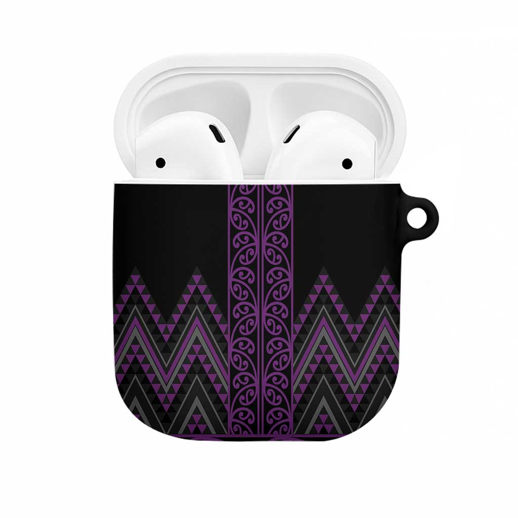 Purple Aotearoa Mangopare Kowhaiwhai Niho Taniwha AirPods Case Maori New Zealand - Aussie Hoodie