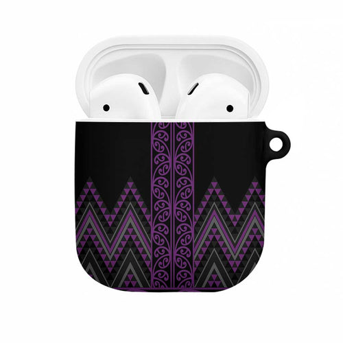 Purple Aotearoa Mangopare Kowhaiwhai Niho Taniwha AirPods Case Maori New Zealand - Aussie Hoodie
