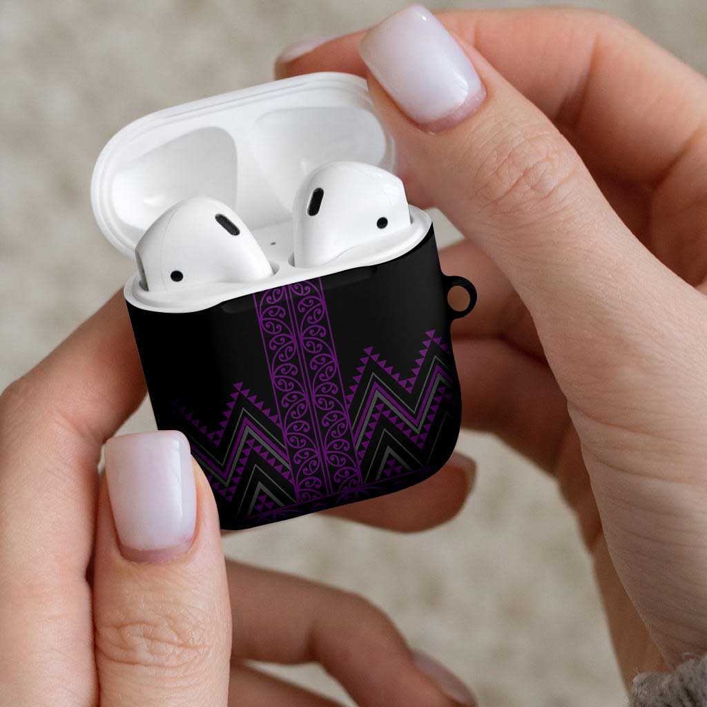 Purple Aotearoa Mangopare Kowhaiwhai Niho Taniwha AirPods Case Maori New Zealand - Aussie Hoodie