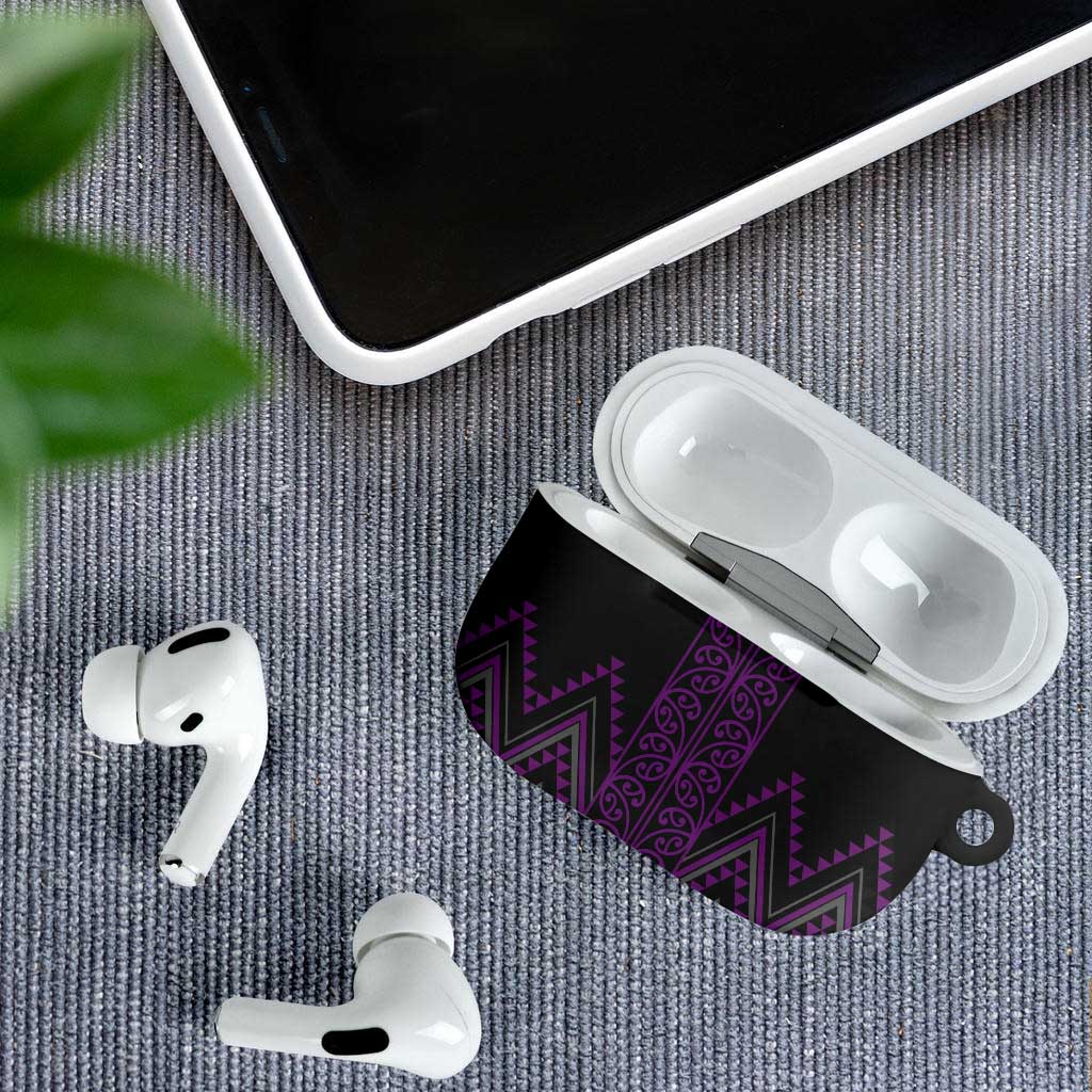 Purple Aotearoa Mangopare Kowhaiwhai Niho Taniwha AirPods Case Maori New Zealand - Aussie Hoodie