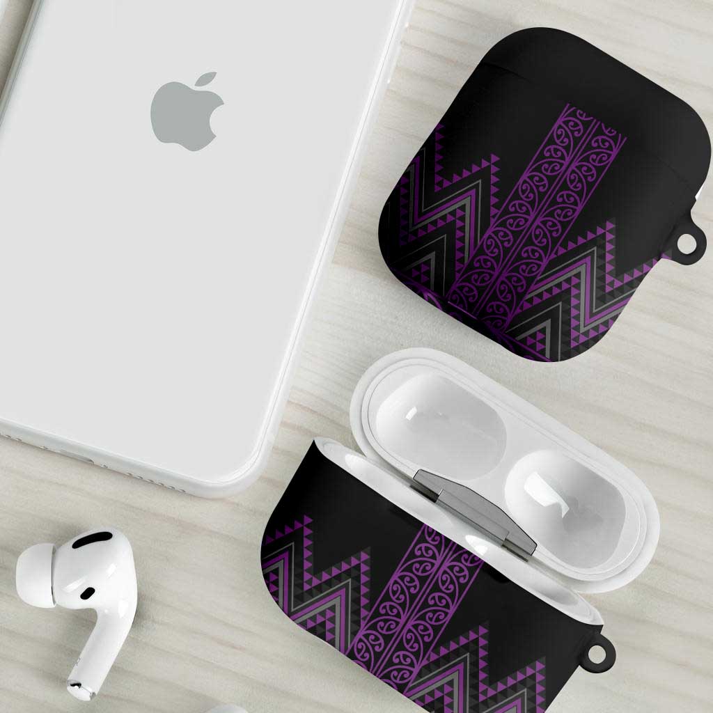 Purple Aotearoa Mangopare Kowhaiwhai Niho Taniwha AirPods Case Maori New Zealand - Aussie Hoodie