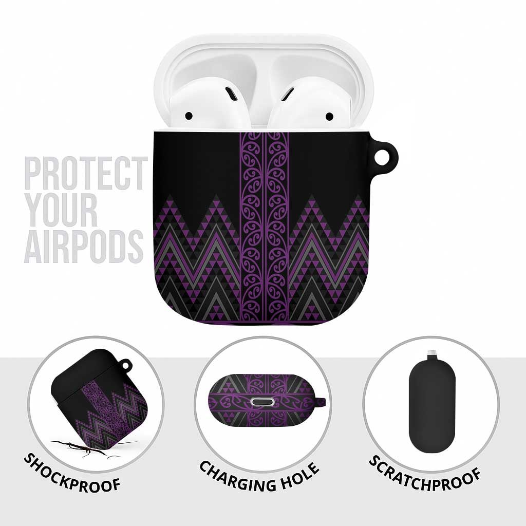 Purple Aotearoa Mangopare Kowhaiwhai Niho Taniwha AirPods Case Maori New Zealand - Aussie Hoodie