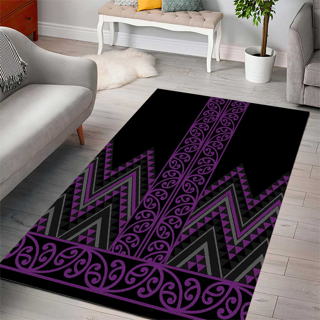 Purple Aotearoa Mangopare Kowhaiwhai and Niho Taniwha Area Rug Maori New Zealand