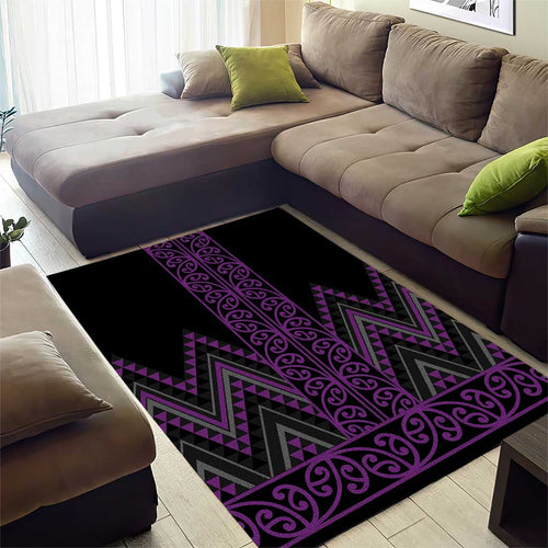 Purple Aotearoa Mangopare Kowhaiwhai and Niho Taniwha Area Rug Maori New Zealand
