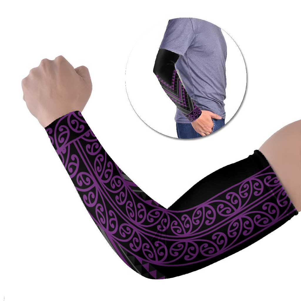 Purple Aotearoa Mangopare Kowhaiwhai Niho Taniwha Arm Sleeves Maori New Zealand - Aussie Hoodie