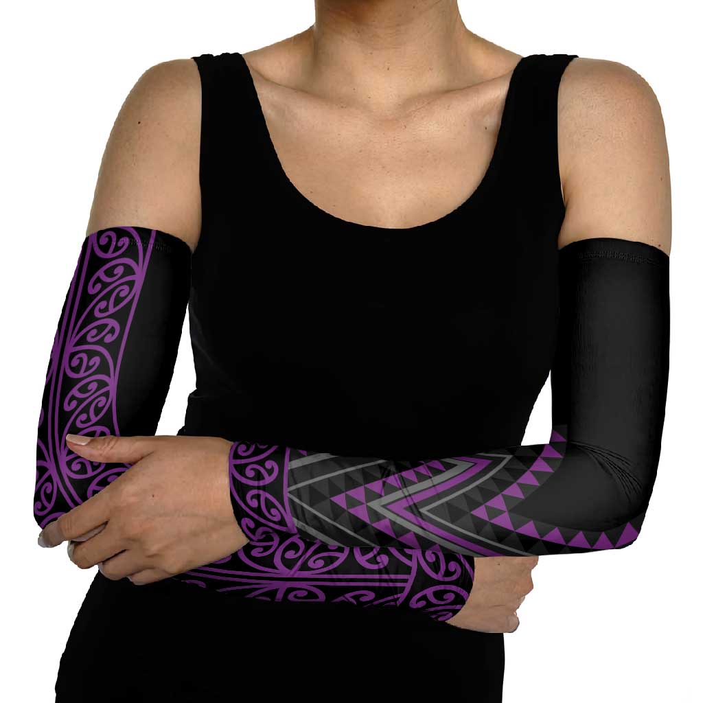 Purple Aotearoa Mangopare Kowhaiwhai Niho Taniwha Arm Sleeves Maori New Zealand - Aussie Hoodie