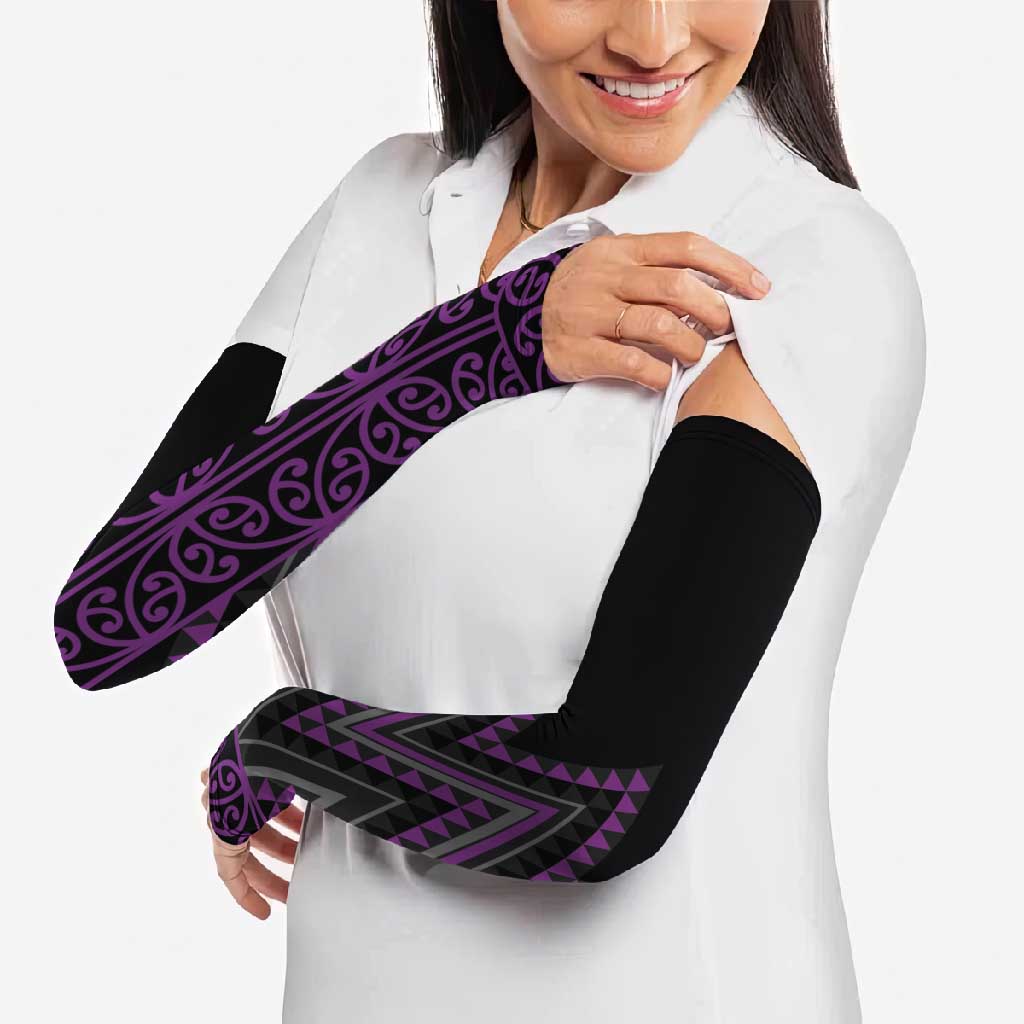 Purple Aotearoa Mangopare Kowhaiwhai Niho Taniwha Arm Sleeves Maori New Zealand - Aussie Hoodie