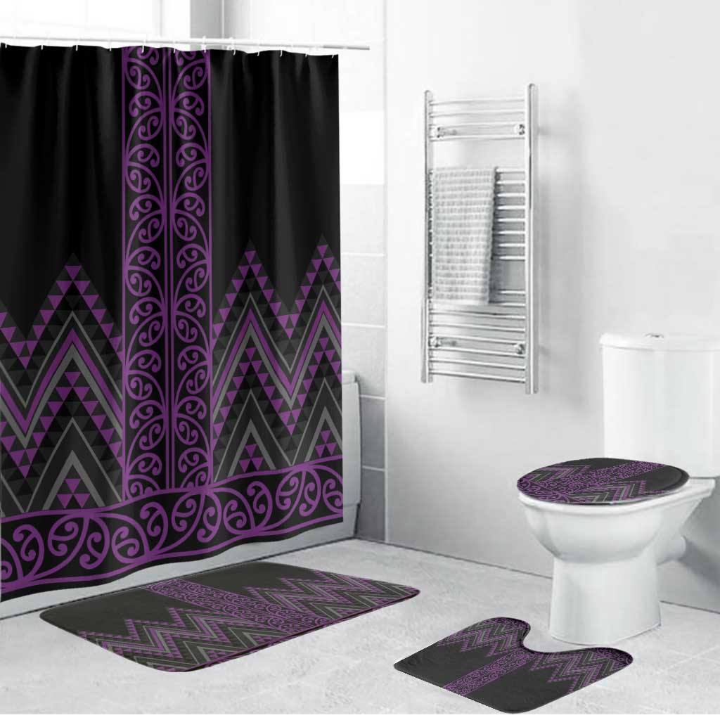 Purple Aotearoa Mangopare Kowhaiwhai Niho Taniwha Bathroom Set Maori New Zealand - Aussie Hoodie