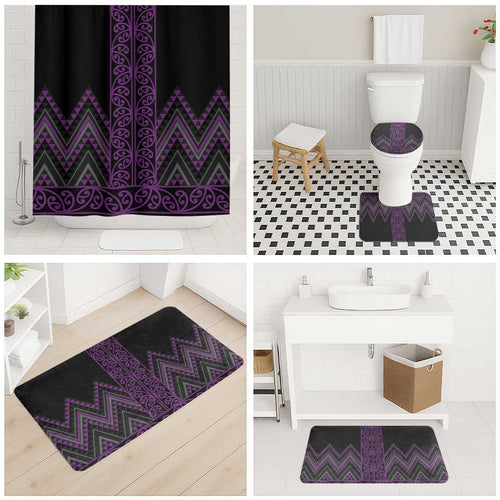 Purple Aotearoa Mangopare Kowhaiwhai Niho Taniwha Bathroom Set Maori New Zealand - Aussie Hoodie