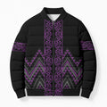 Purple Aotearoa Mangopare Kowhaiwhai Niho Taniwha Bomber Puffer Jacket Maori New Zealand - Aussie Hoodie