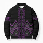 Purple Aotearoa Mangopare Kowhaiwhai Niho Taniwha Bomber Puffer Jacket Maori New Zealand - Aussie Hoodie